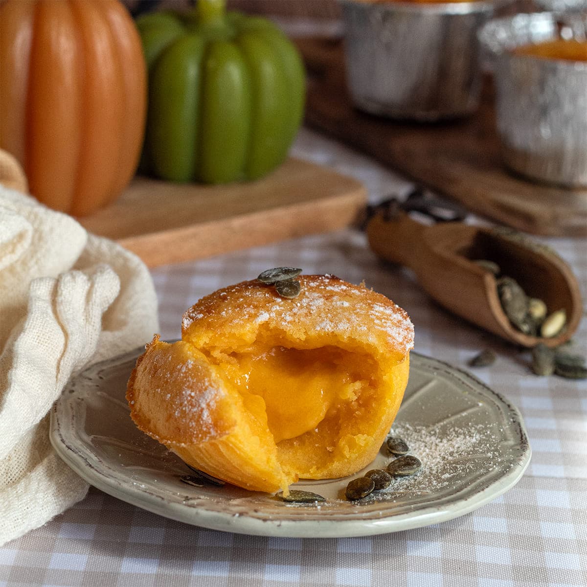 Coulant de calabaza con chocolate blanco en Mambo y Cecofry