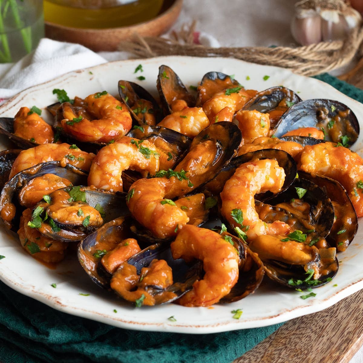 Mejillones con langostinos en Olla GM