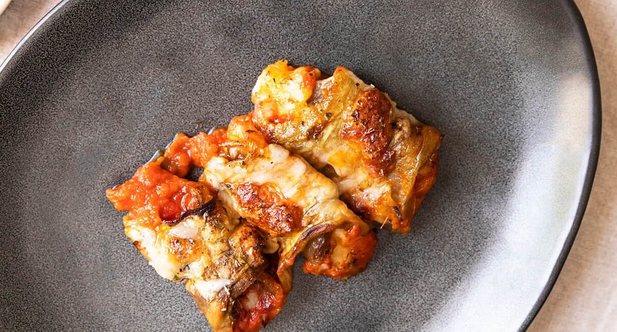 Involtini de berenjena con mozzarella en Ollas GM