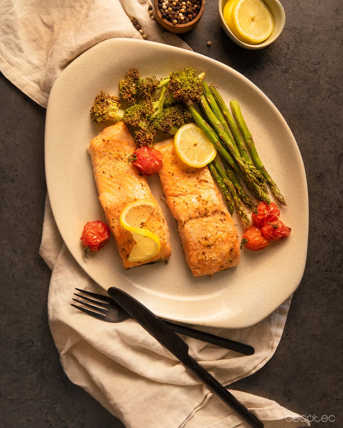 Salmón con verduras en Cecofry