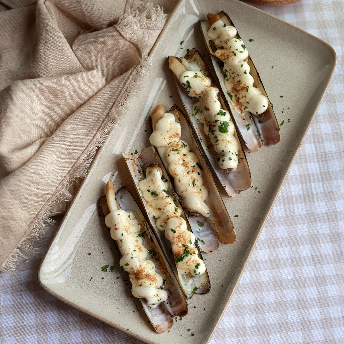 Navajas gratinadas en Cecofry