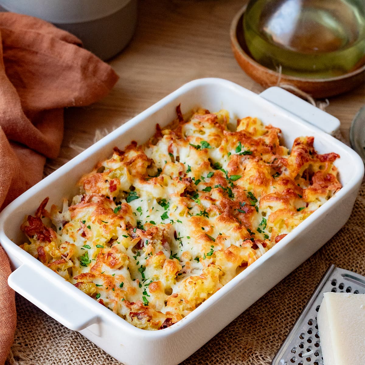 Gratinado de patata y jamón, idea de cena rápida en Cecofry