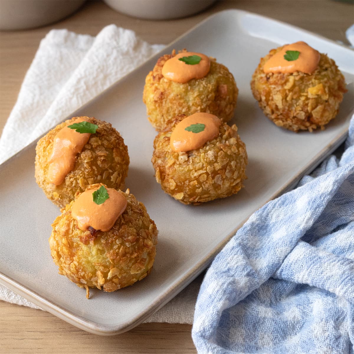 Bolas de patata rellenas de carne en Olla GM