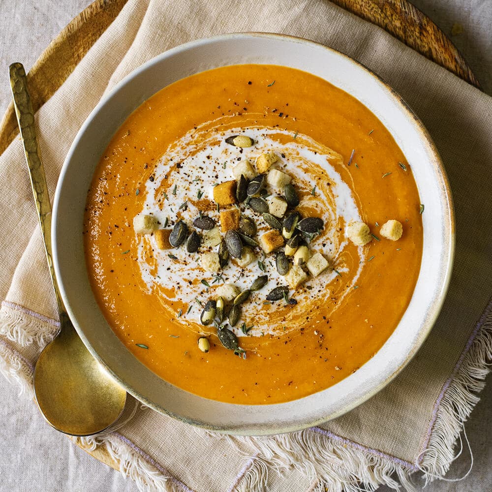 Crema de calabaza, patata y puerro en Cecofry