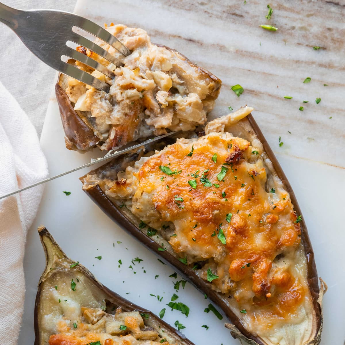 Berenjenas rellenas de atún en Ollas GM