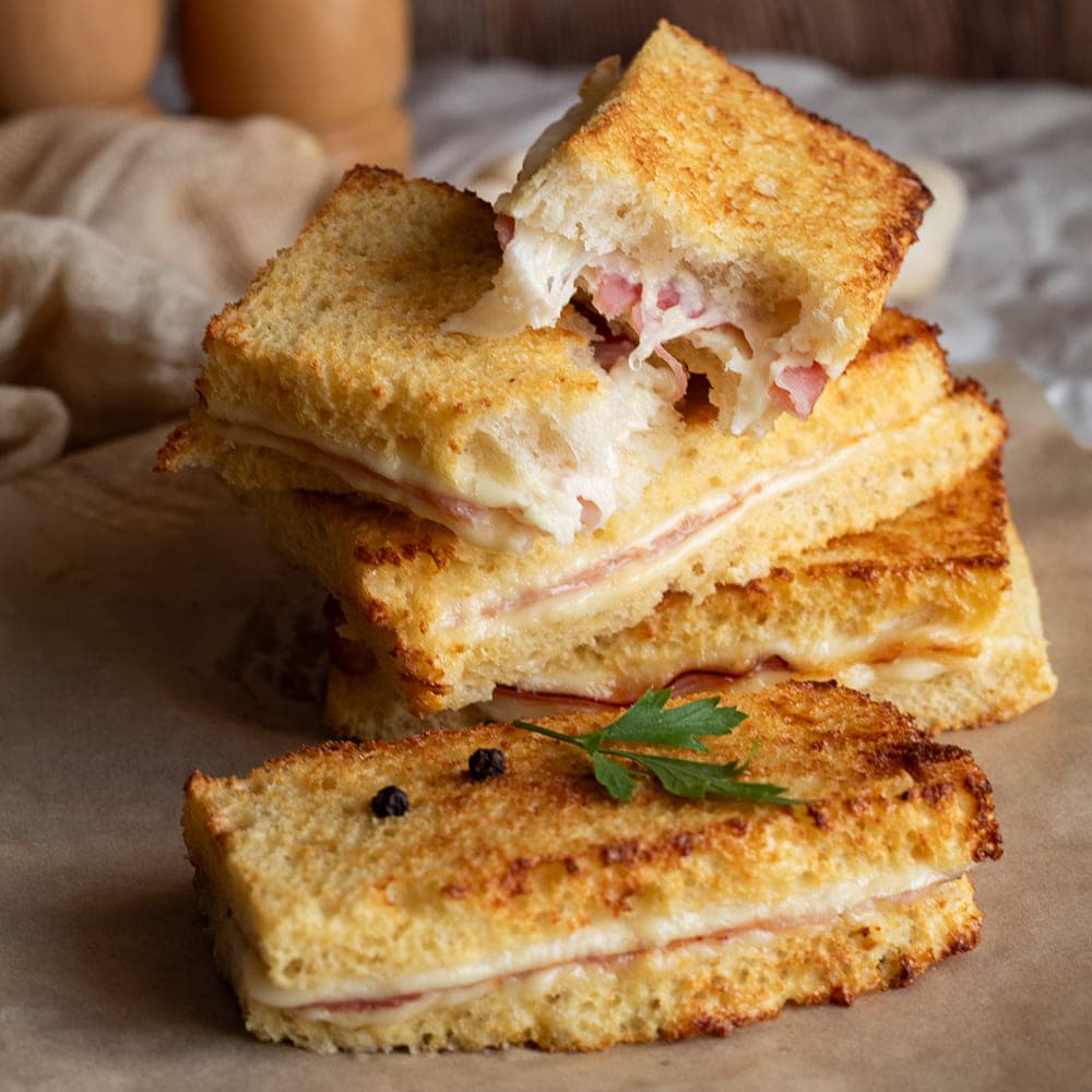 Tostadas francesas de jamón york y queso en Cecofry