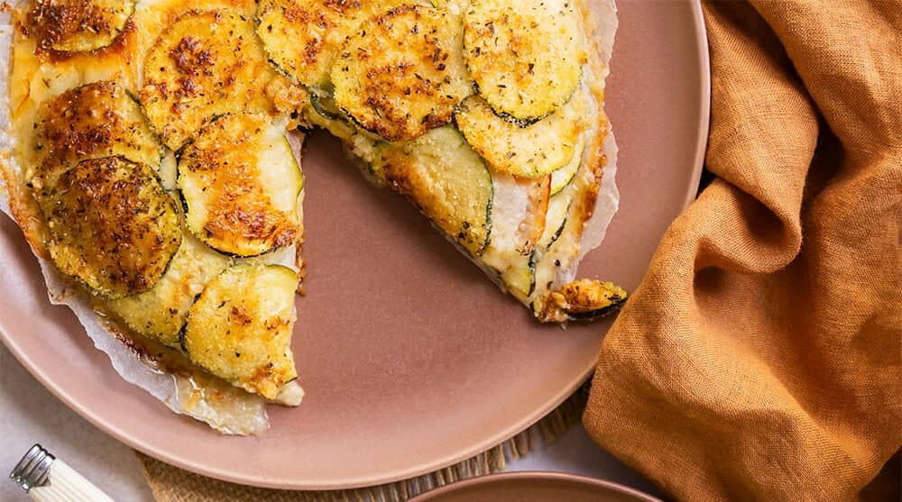 Pastel de calabacín, jamón york y mozzarella en Ollas GM