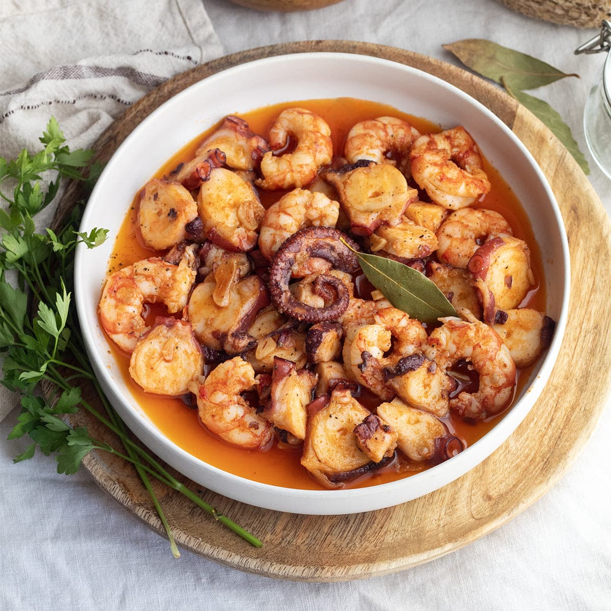 Pulpo con gambones en Cecofry
