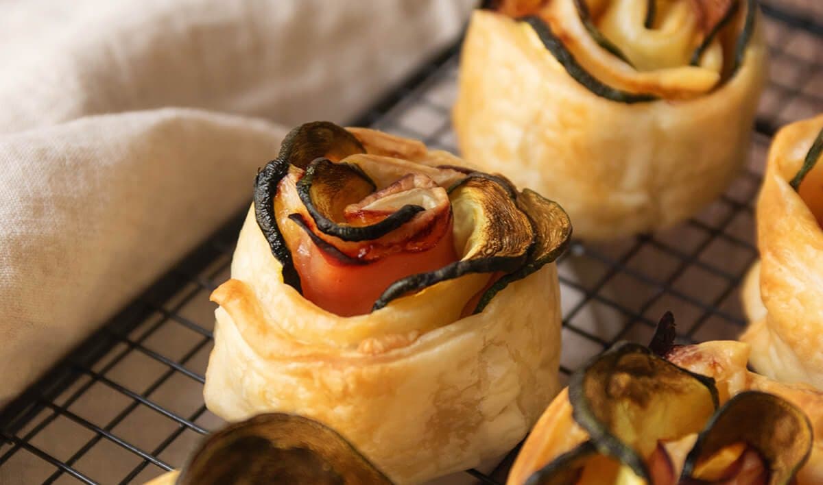 Flores de calabacín con hojaldre en Cecofry