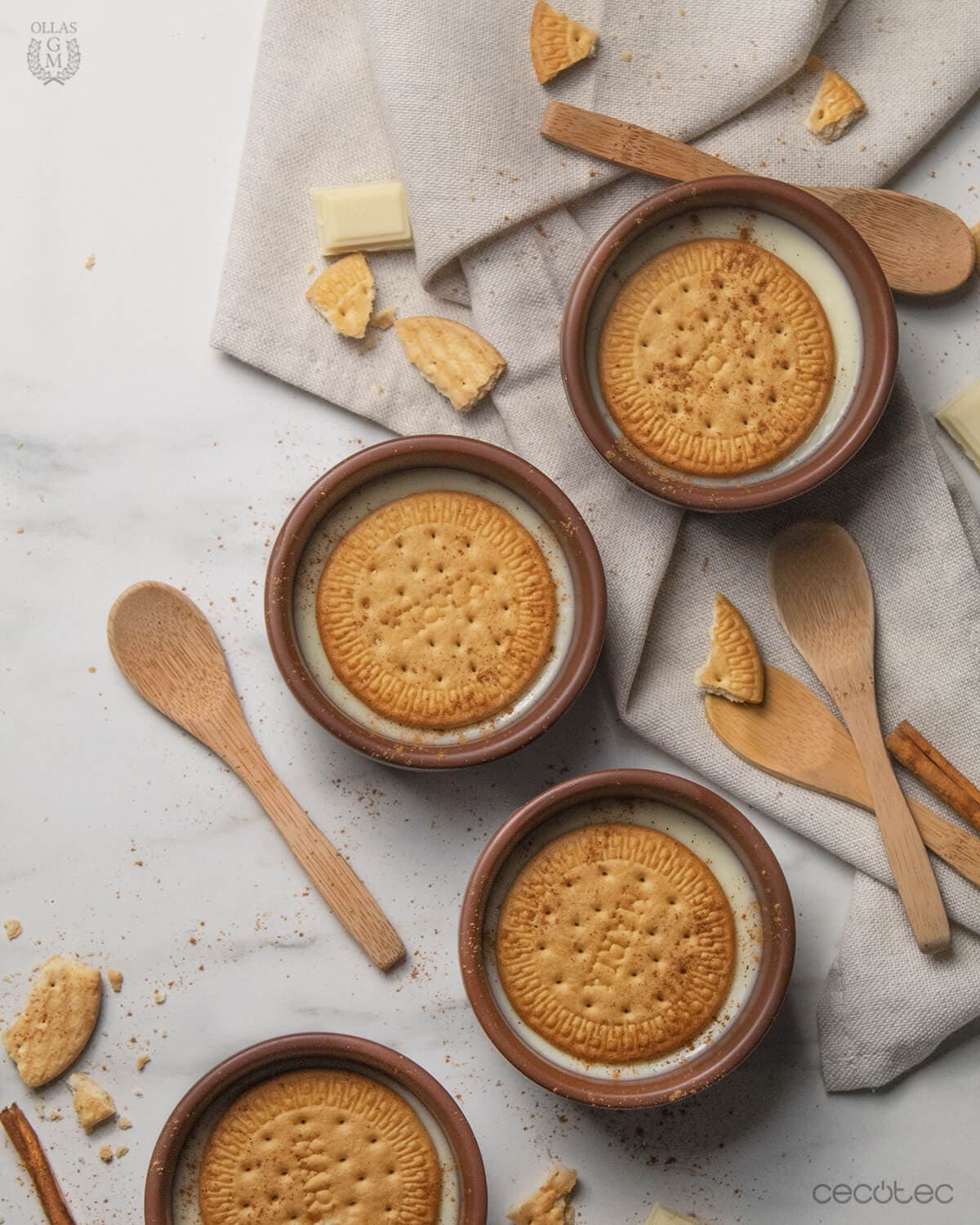 Natillas de chocolate blanco sin huevo Ollas GM