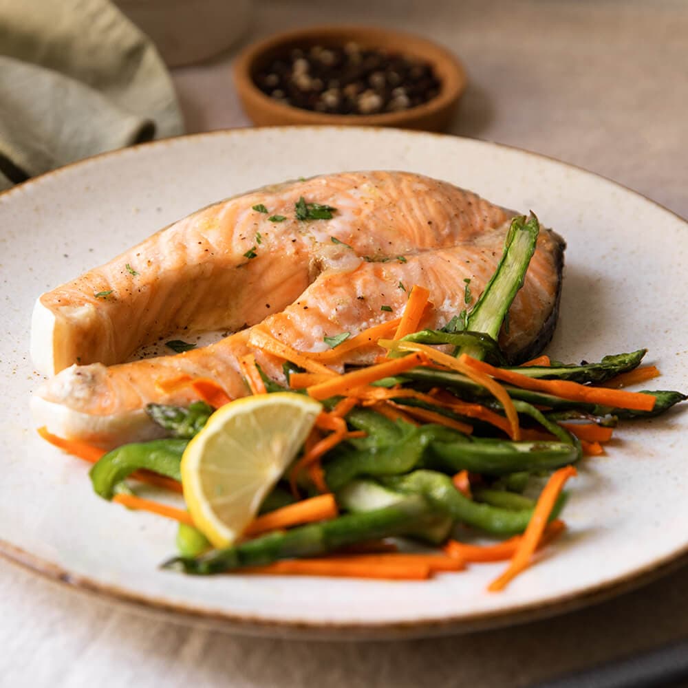 Salmón con verduras en Ollas GM