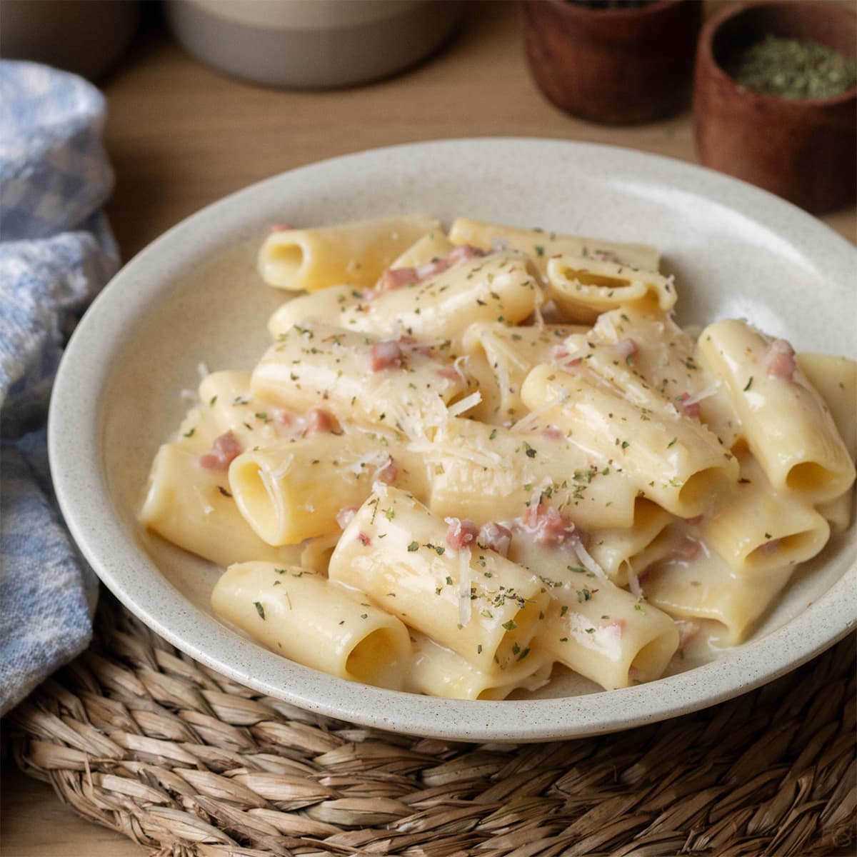 Pasta con salsa de patata en Olla GM