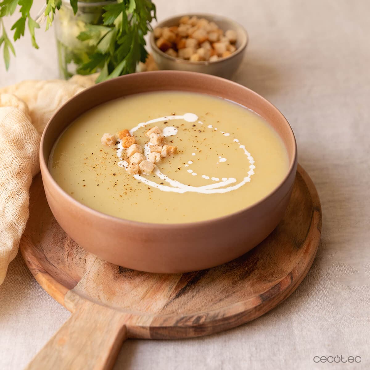 Crema fría de manzana y puerro en Ollas GM