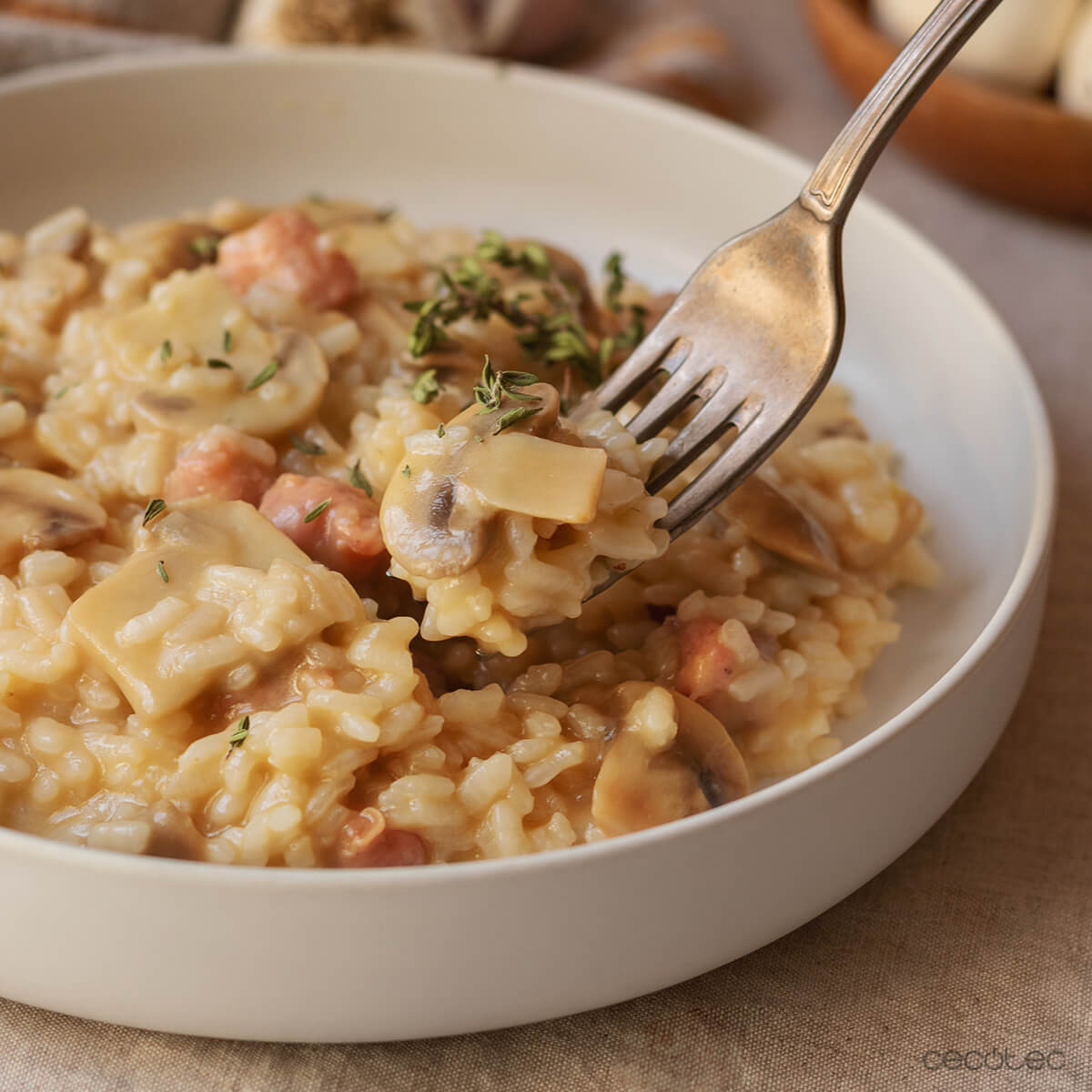 Risotto de longanizas y champi ones en Ollas GM