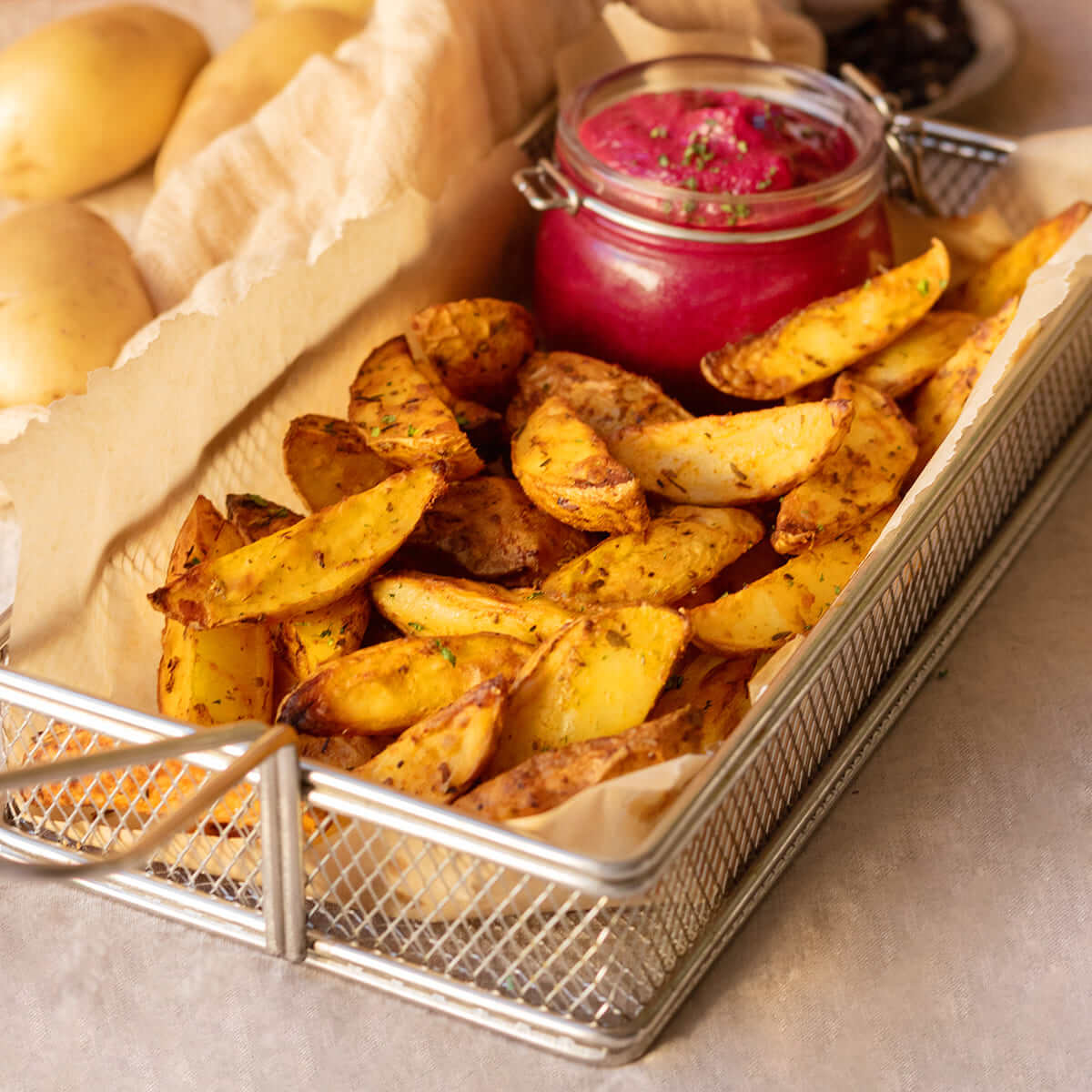 Patatas gajo con ketchup de remolacha en Ollas GM Recetas Cecotec