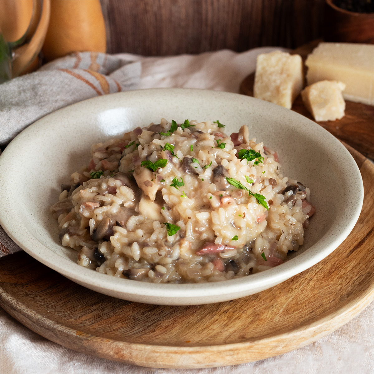 Risotto de setas y jam n con Mambo