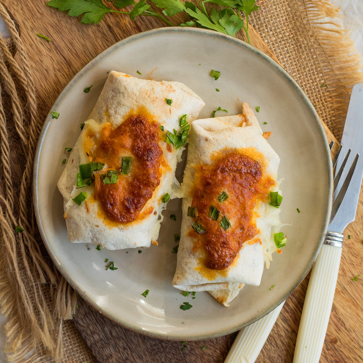 Wraps de ternera con salsa gaucha en Cecofry - Recetas Cecotec Mambo